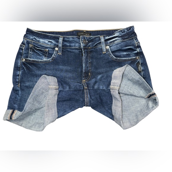 Silver Jeans Mid Rise Boyfriend Shorts women’s Sz 27 4.5” cuffed - Picture 6 of 12